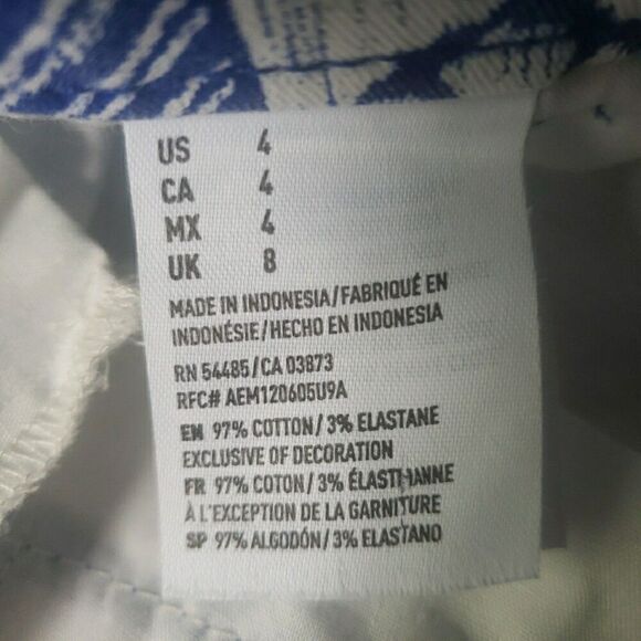 VTG American Eagle Shorts Women's Size 4 Cuffed Midi Stretch Blue Diamond Print - Picture 6 of 11